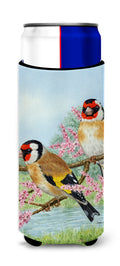 European Goldfinches Slim Can Hugger , Insulated Foam Hugger for 12 oz Slim Cans, Beer Bottles & Water Bottles, Printed in USA