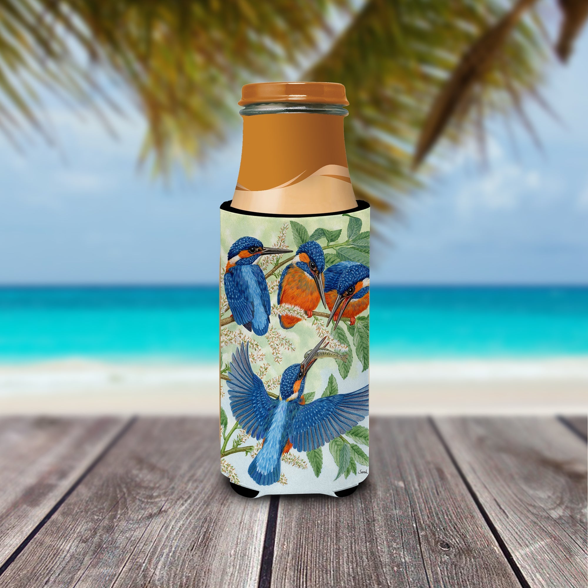 Kingfisher Family Slim Can Hugger , Insulated Foam Hugger for 12 oz Slim Cans, Beer Bottles & Water Bottles, Printed in USA