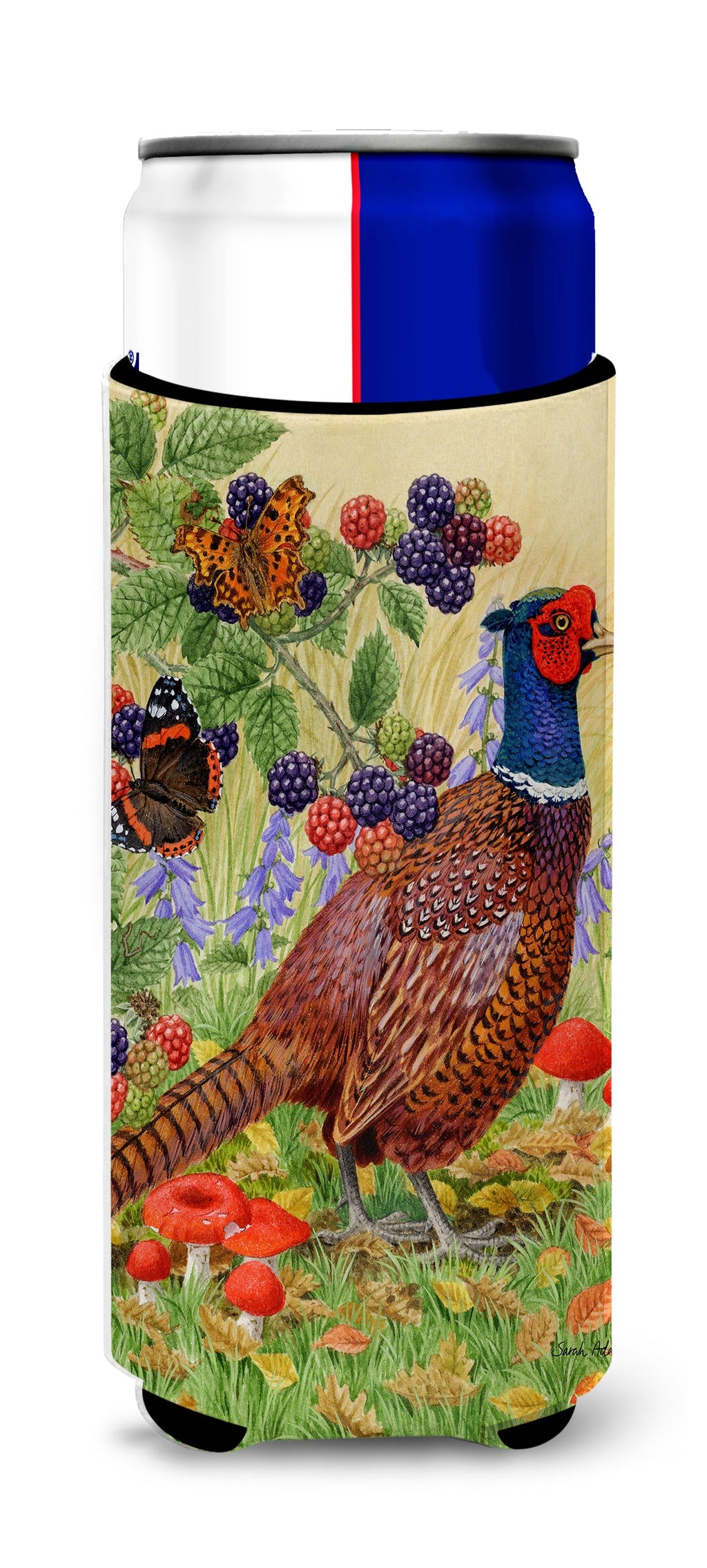 Pheasant Slim Can Hugger , Insulated Foam Hugger for 12 oz Slim Cans, Beer Bottles & Water Bottles, Printed in USA