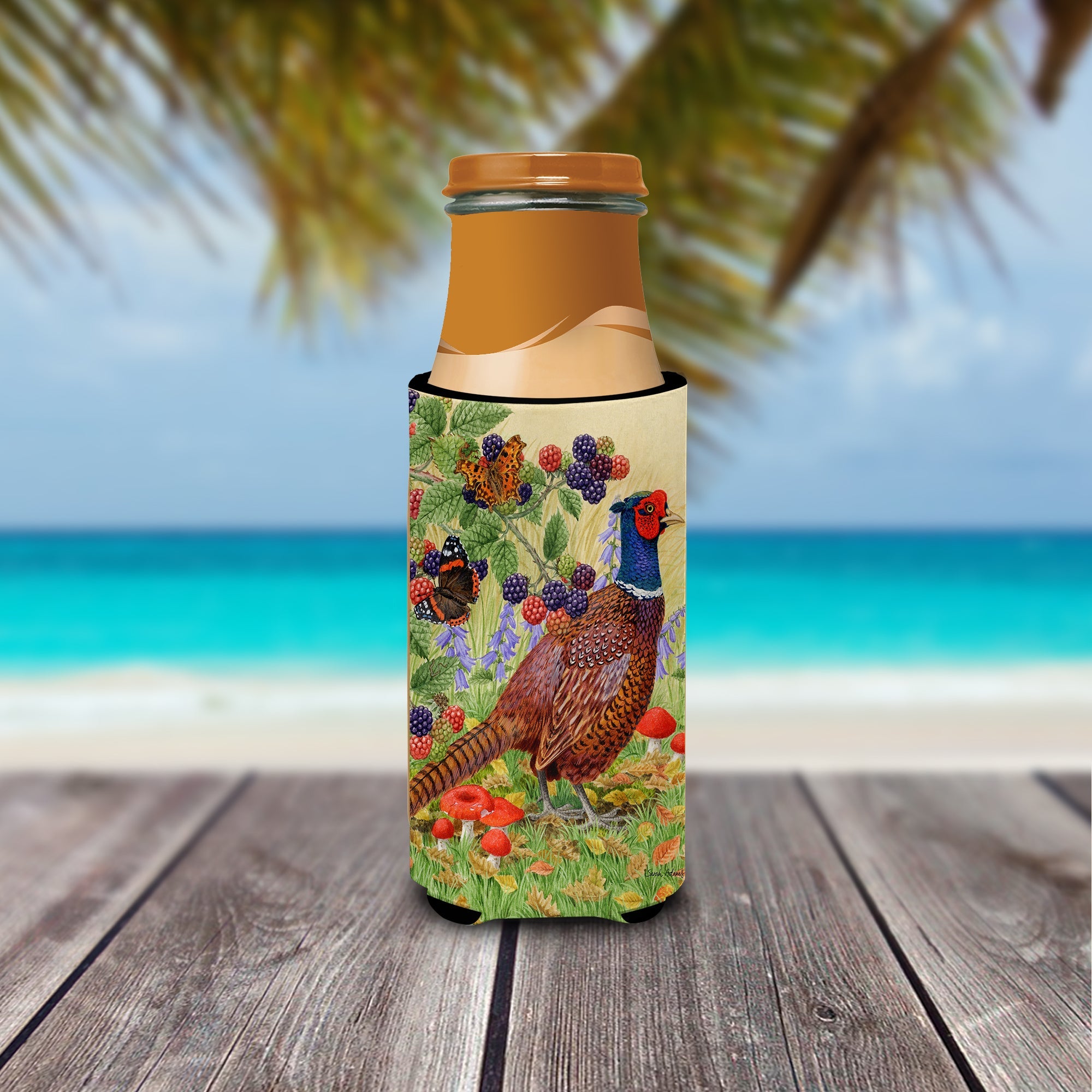 Pheasant Slim Can Hugger , Insulated Foam Hugger for 12 oz Slim Cans, Beer Bottles & Water Bottles, Printed in USA
