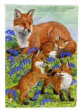 Fox Family House Flag 28x40 Porch Sleeve Pole Decorative Outside Yard Banner Artwork Wall Hanging, Polyester