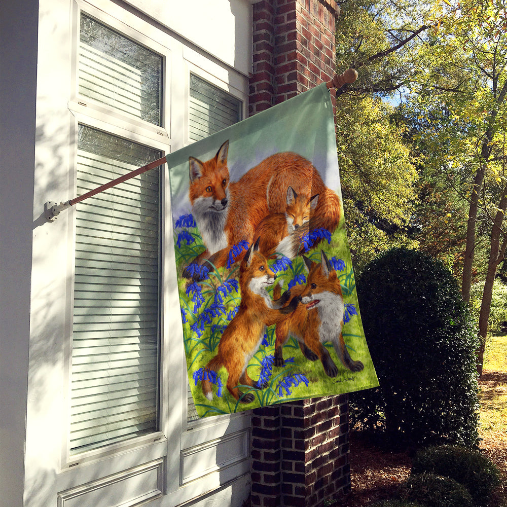 Fox Family House Flag 28x40 Porch Sleeve Pole Decorative Outside Yard Banner Artwork Wall Hanging, Polyester