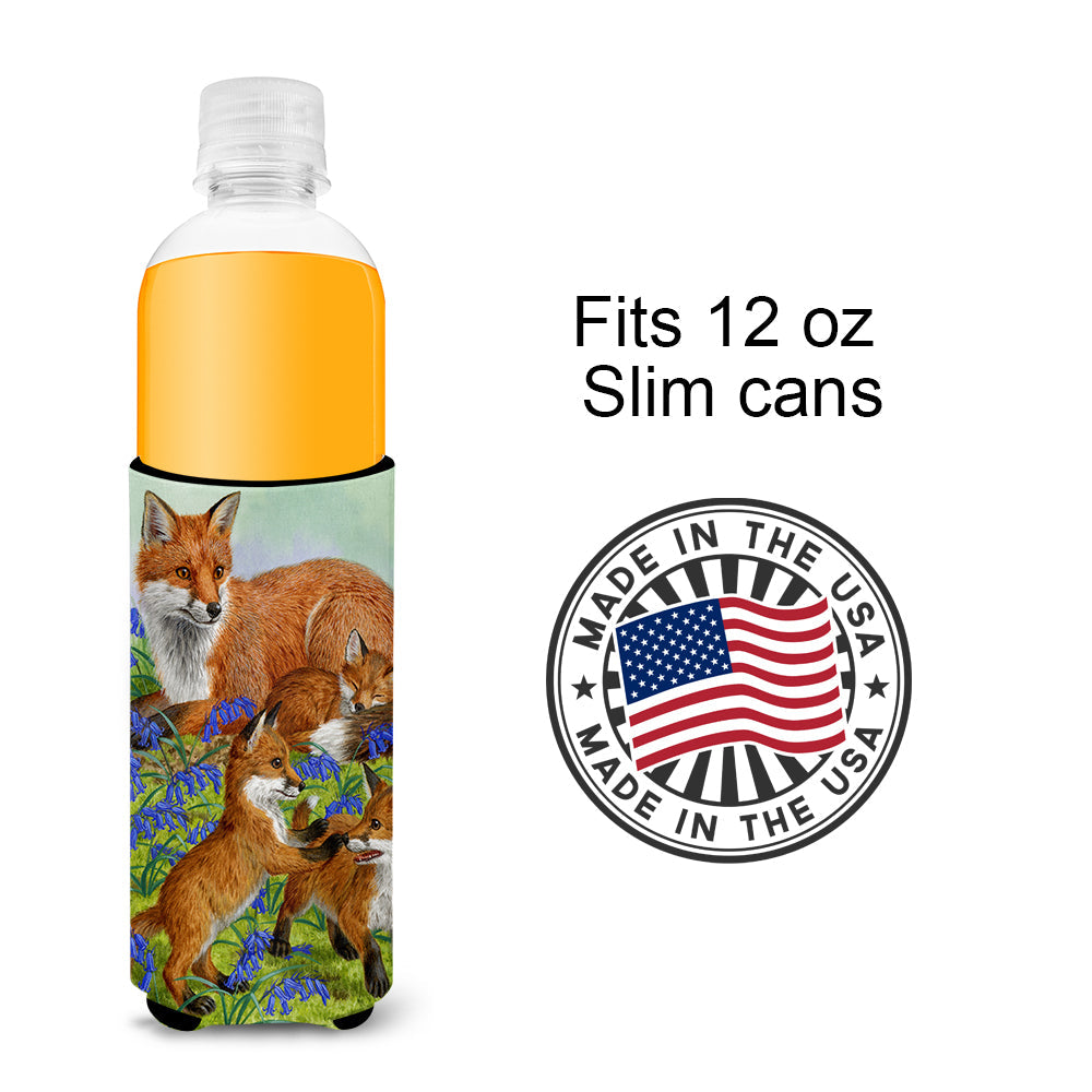 Fox Family Slim Can Hugger , Insulated Foam Hugger for 12 oz Slim Cans, Beer Bottles & Water Bottles, Printed in USA