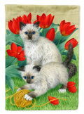 Birman Kittens House Flag 28x40 Porch Sleeve Pole Decorative Outside Yard Banner Artwork Wall Hanging, Polyester