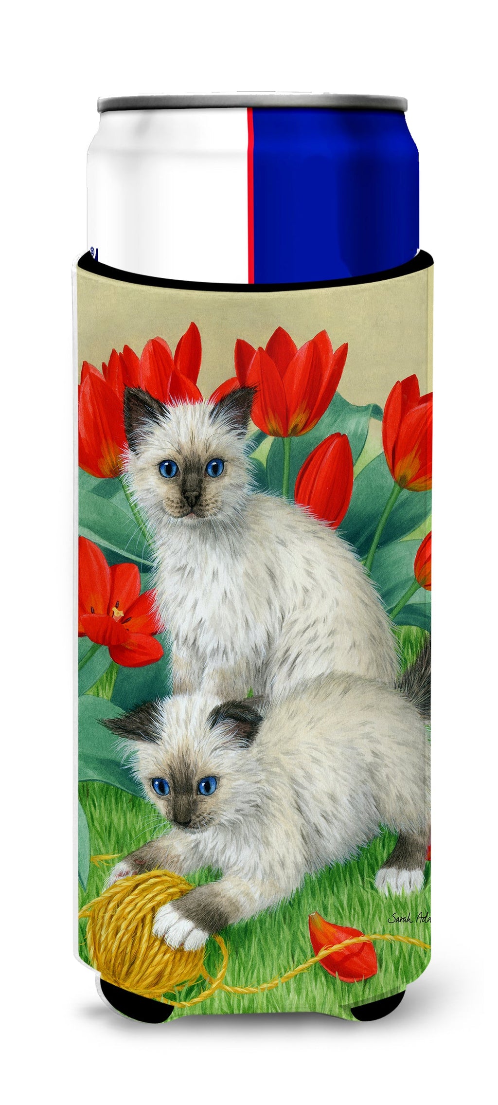 Birman Kittens Slim Can Hugger , Insulated Foam Hugger for 12 oz Slim Cans, Beer Bottles & Water Bottles, Printed in USA