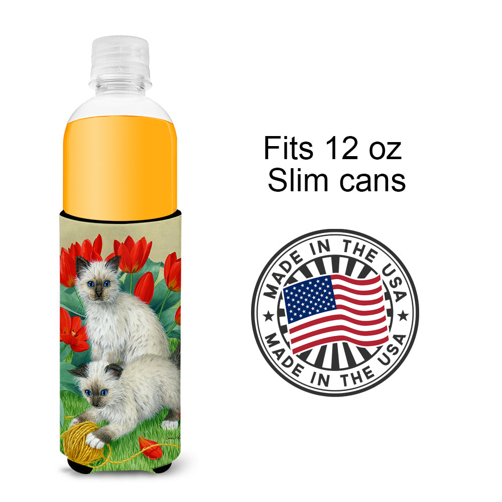 Birman Kittens Slim Can Hugger , Insulated Foam Hugger for 12 oz Slim Cans, Beer Bottles & Water Bottles, Printed in USA