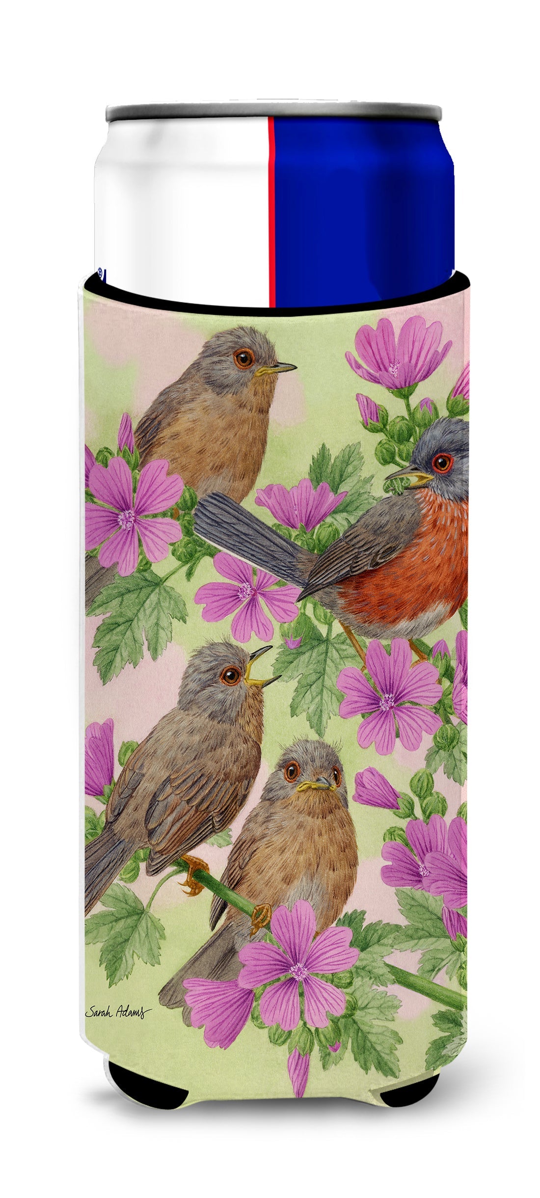 Warbler Family Slim Can Hugger , Insulated Foam Hugger for 12 oz Slim Cans, Beer Bottles & Water Bottles, Printed in USA