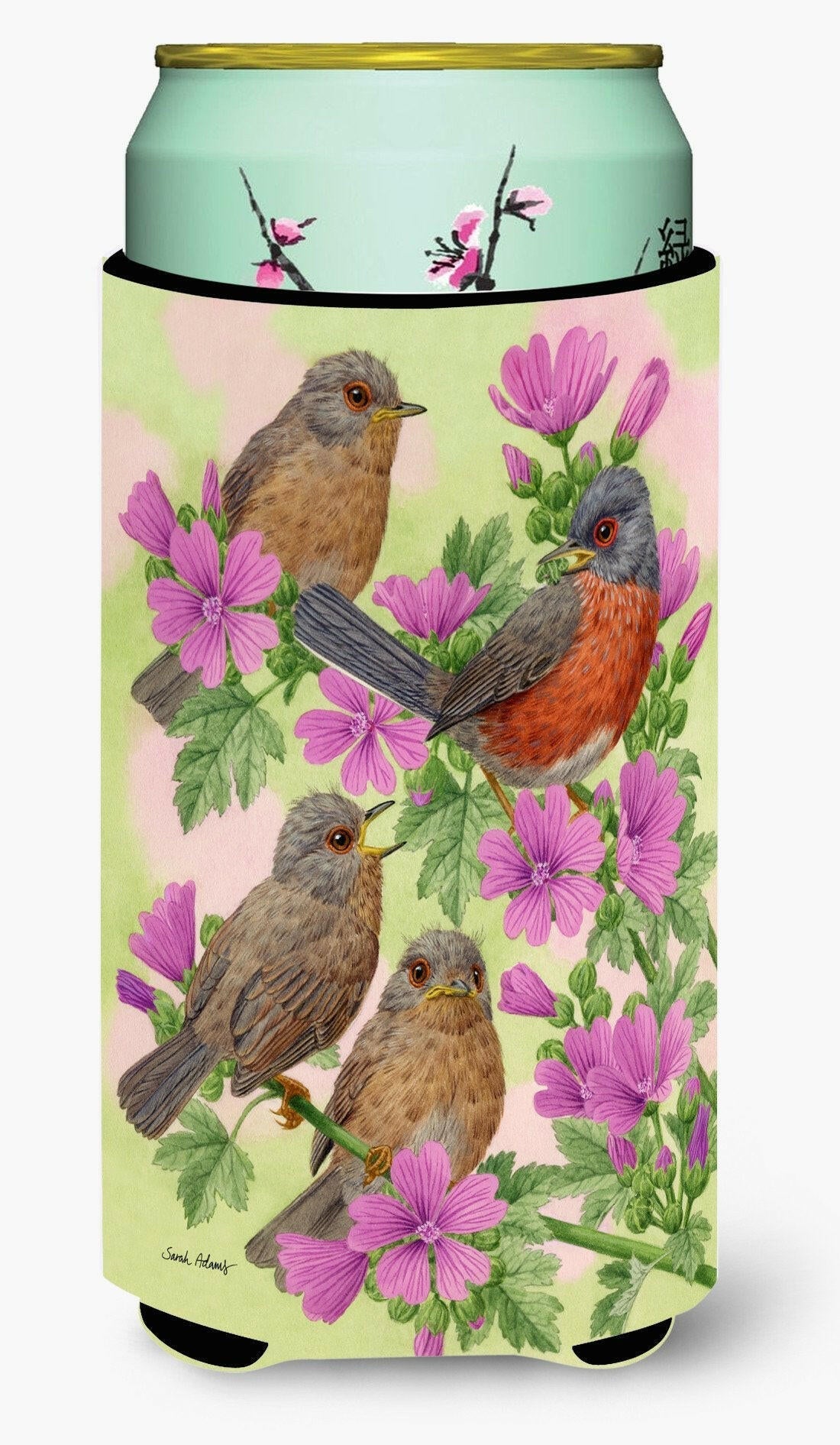 Warbler Family Tall Boy Hugger Can Cooler Sleeve Machine Washable Drink Collapsible Insulator Beverage Insulated Holder