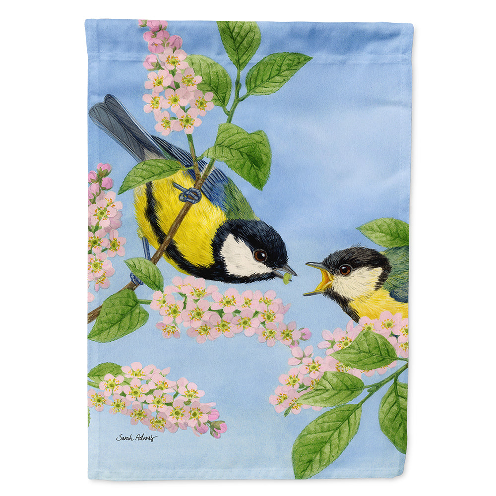 Eurasian Blue Tits Birds House Flag 28x40 Porch Sleeve Pole Decorative Outside Yard Banner Artwork Wall Hanging, Polyester