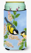 Eurasian Blue Tits Birds Tall Boy Hugger Can Cooler Sleeve Machine Washable Drink Collapsible Insulator Beverage Insulated Holder