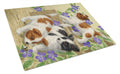 Papillon Pups Cutting Board Tempered Glass Kitchen Cutting Surface, Heat Resistant Chopping, Non-Slip Feet, Food Prep & Serving