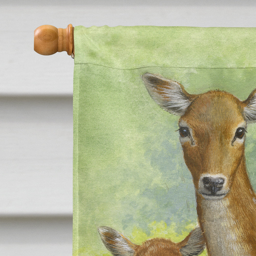 Fallow Deer & Calf House Flag 28x40 Porch Sleeve Pole Decorative Outside Yard Banner Artwork Wall Hanging, Polyester