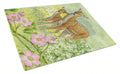 Fallow Deer & Calf Cutting Board Tempered Glass Kitchen Cutting Surface, Heat Resistant Chopping, Non-Slip Feet, Food Prep & Serving