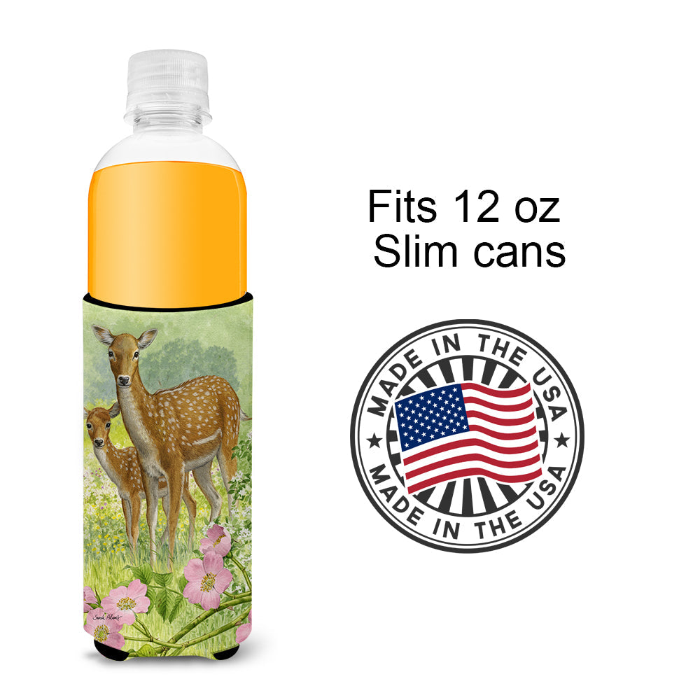 Fallow Deer & Calf Slim Can Hugger , Insulated Foam Hugger for 12 oz Slim Cans, Beer Bottles & Water Bottles, Printed in USA