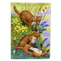 Fox Cubs House Flag 28x40 Porch Sleeve Pole Decorative Outside Yard Banner Artwork Wall Hanging, Polyester