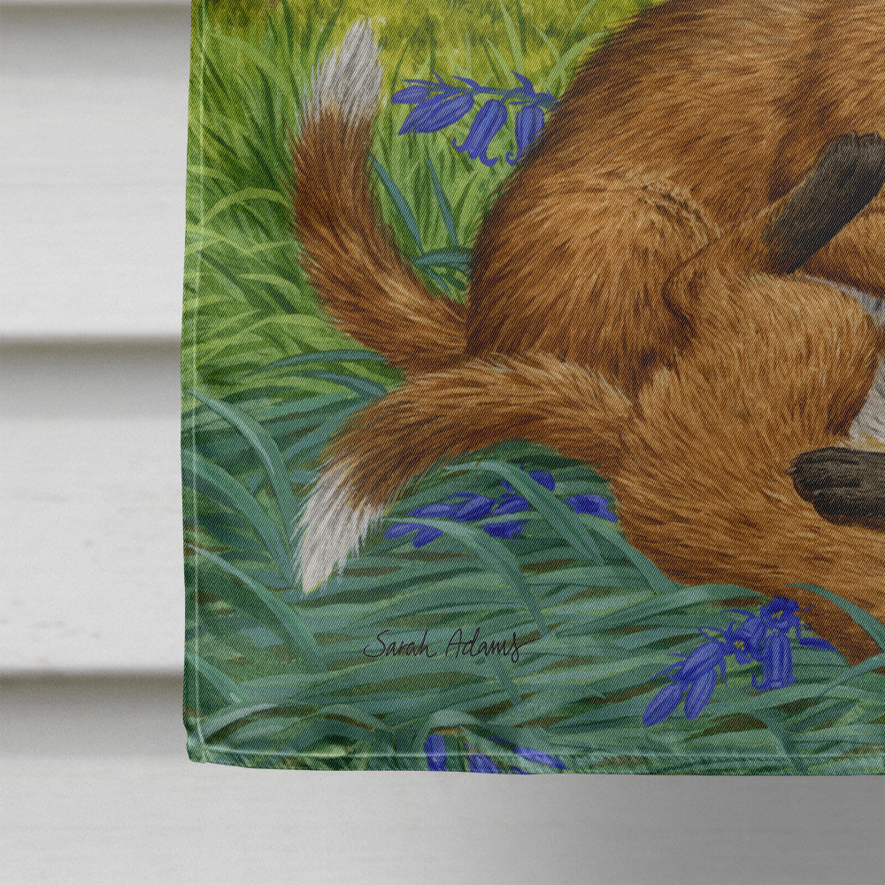 Fox Cubs House Flag 28x40 Porch Sleeve Pole Decorative Outside Yard Banner Artwork Wall Hanging, Polyester