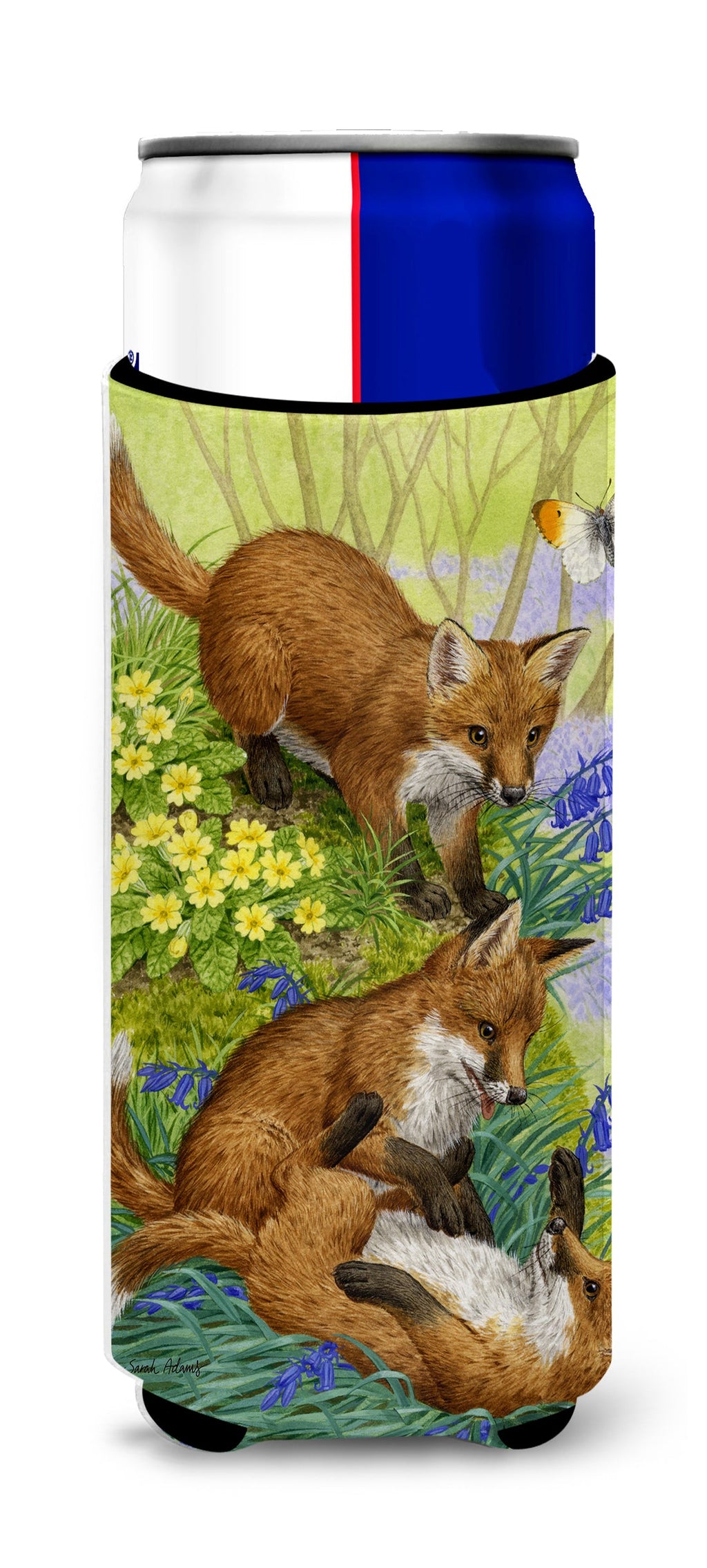 Fox Cubs Slim Can Hugger , Insulated Foam Hugger for 12 oz Slim Cans, Beer Bottles & Water Bottles, Printed in USA