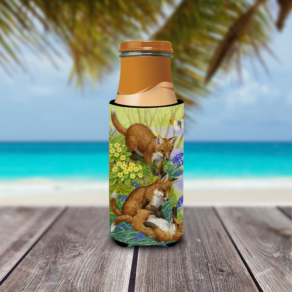 Fox Cubs Slim Can Hugger , Insulated Foam Hugger for 12 oz Slim Cans, Beer Bottles & Water Bottles, Printed in USA