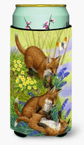 Fox Cubs Tall Boy Hugger Can Cooler Sleeve Machine Washable Drink Collapsible Insulator Beverage Insulated Holder
