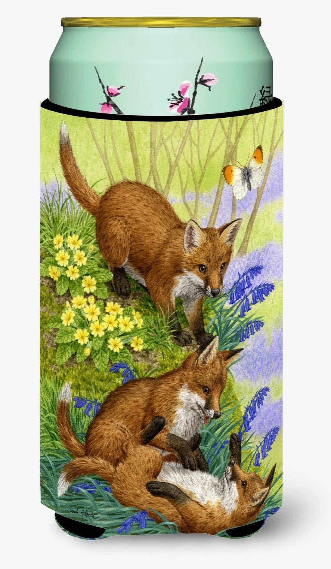 Fox Cubs Tall Boy Hugger Can Cooler Sleeve Machine Washable Drink Collapsible Insulator Beverage Insulated Holder