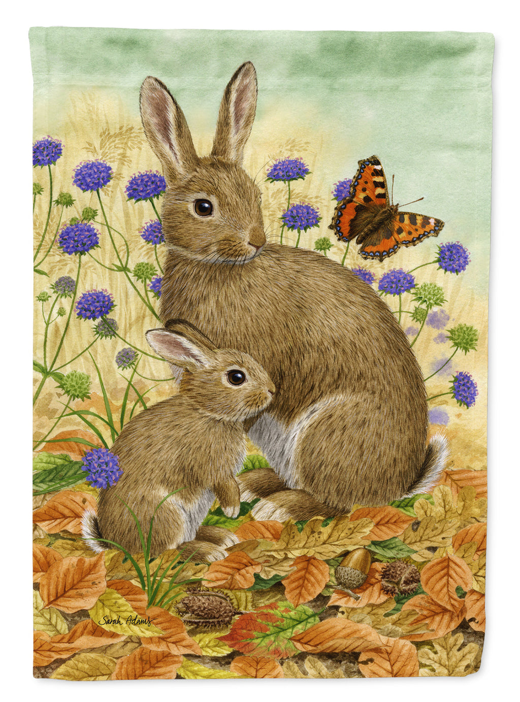 Rabbit & Baby House Flag 28x40 Porch Sleeve Pole Decorative Outside Yard Banner Artwork Wall Hanging, Polyester