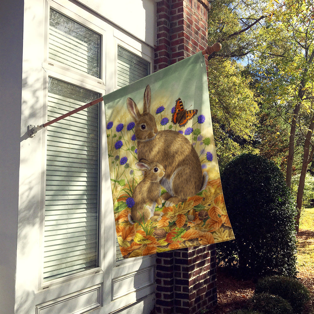 Rabbit & Baby House Flag 28x40 Porch Sleeve Pole Decorative Outside Yard Banner Artwork Wall Hanging, Polyester