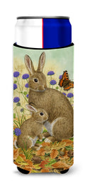 Rabbit & Baby Slim Can Hugger , Insulated Foam Hugger for 12 oz Slim Cans, Beer Bottles & Water Bottles, Printed in USA