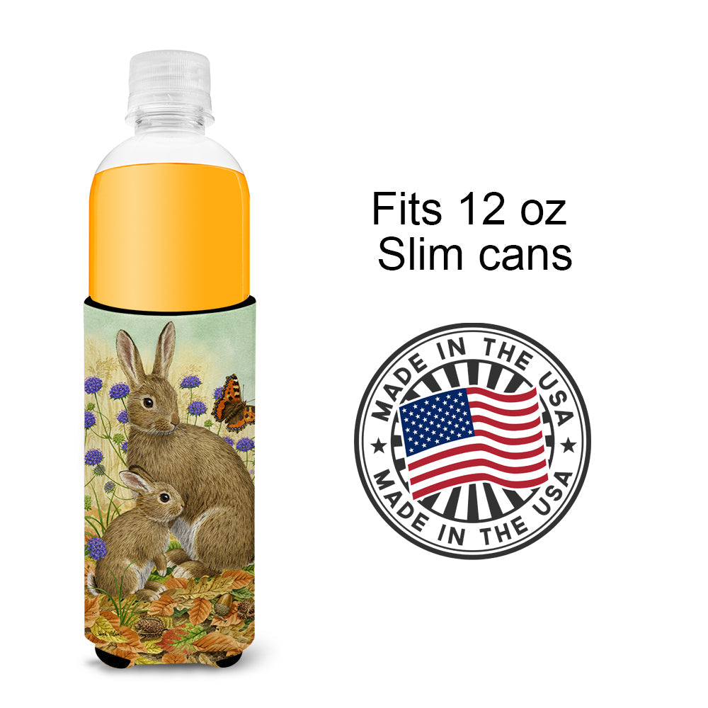 Rabbit & Baby Slim Can Hugger , Insulated Foam Hugger for 12 oz Slim Cans, Beer Bottles & Water Bottles, Printed in USA