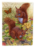 Red Squirrels House Flag 28x40 Porch Sleeve Pole Decorative Outside Yard Banner Artwork Wall Hanging, Polyester