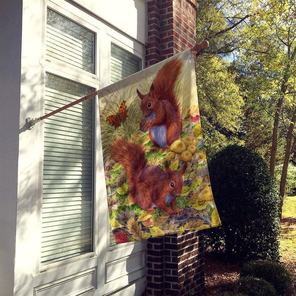 Red Squirrels House Flag 28x40 Porch Sleeve Pole Decorative Outside Yard Banner Artwork Wall Hanging, Polyester