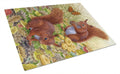 Red Squirrels Cutting Board Tempered Glass Kitchen Cutting Surface, Heat Resistant Chopping, Non-Slip Feet, Food Prep & Serving