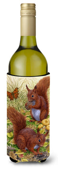 Red Squirrels Wine Bottle Hugger Gift Sleeve for Standard 750 ml Bottles, Insulated Reusable Also Fits Mini Shot & Pint Bottles