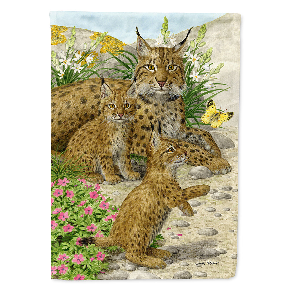Lynx & Cubs House Flag 28x40 Porch Sleeve Pole Decorative Outside Yard Banner Artwork Wall Hanging, Polyester