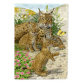 Lynx & Cubs House Flag 28x40 Porch Sleeve Pole Decorative Outside Yard Banner Artwork Wall Hanging, Polyester