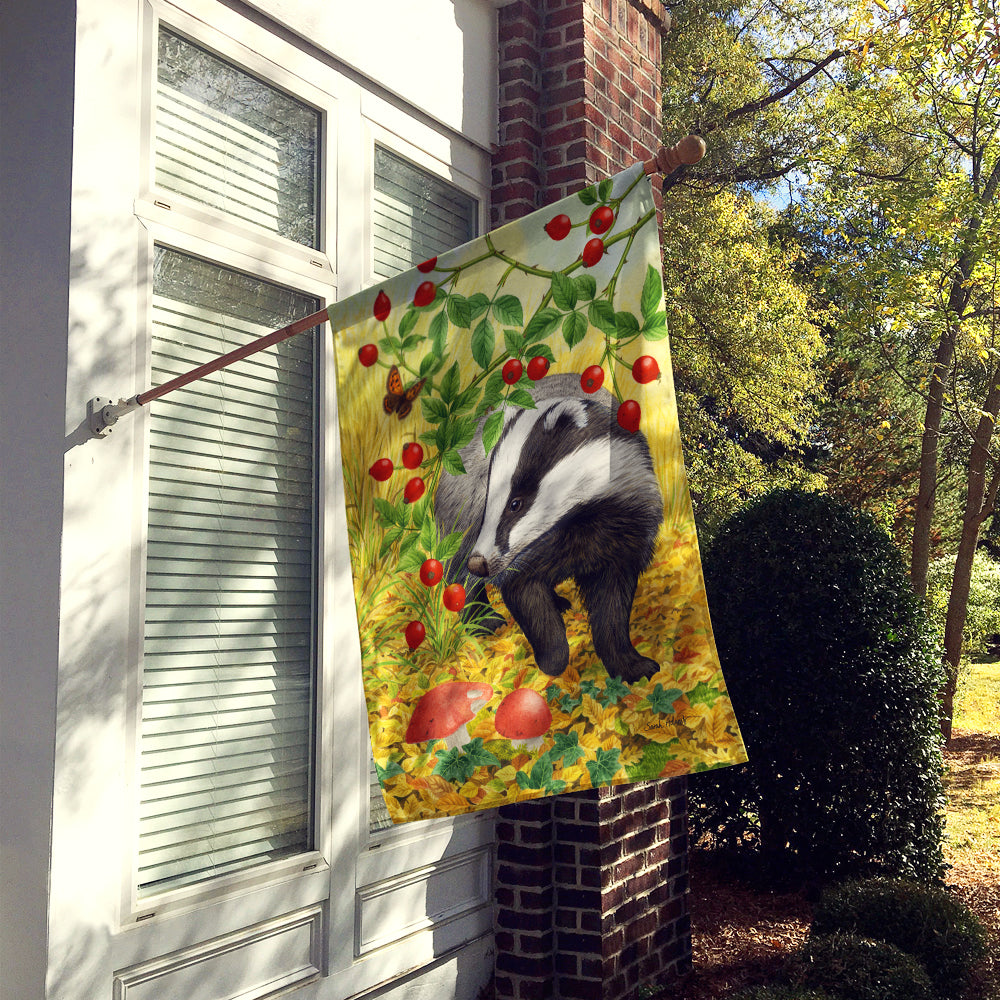 Badger House Flag 28x40 Porch Sleeve Pole Decorative Outside Yard Banner Artwork Wall Hanging, Polyester