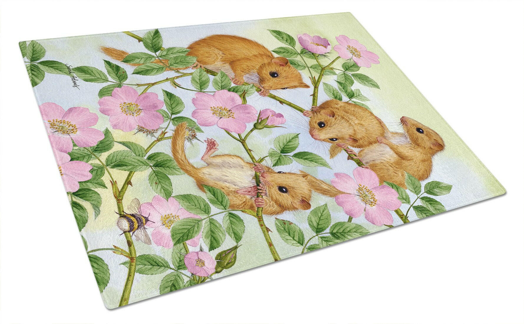 Dormice Dormouse Cutting Board Tempered Glass Kitchen Cutting Surface, Heat Resistant Chopping, Non-Slip Feet, Food Prep & Serving