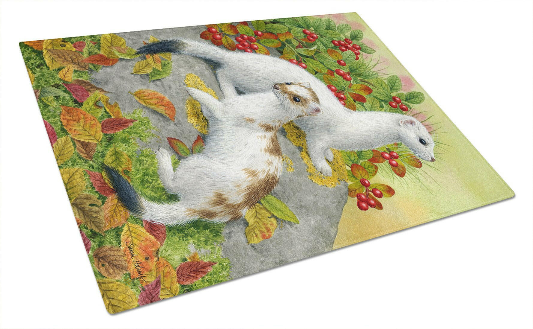 Ermine Stoat Short-tailed Weasel Cutting Board Tempered Glass Kitchen Cutting Surface, Heat Resistant Chopping, Non-Slip Feet, Food Prep & Serving
