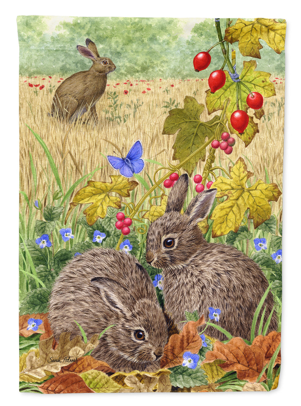 Leverets and Rabbit House Flag 28x40 Porch Sleeve Pole Decorative Outside Yard Banner Artwork Wall Hanging, Polyester