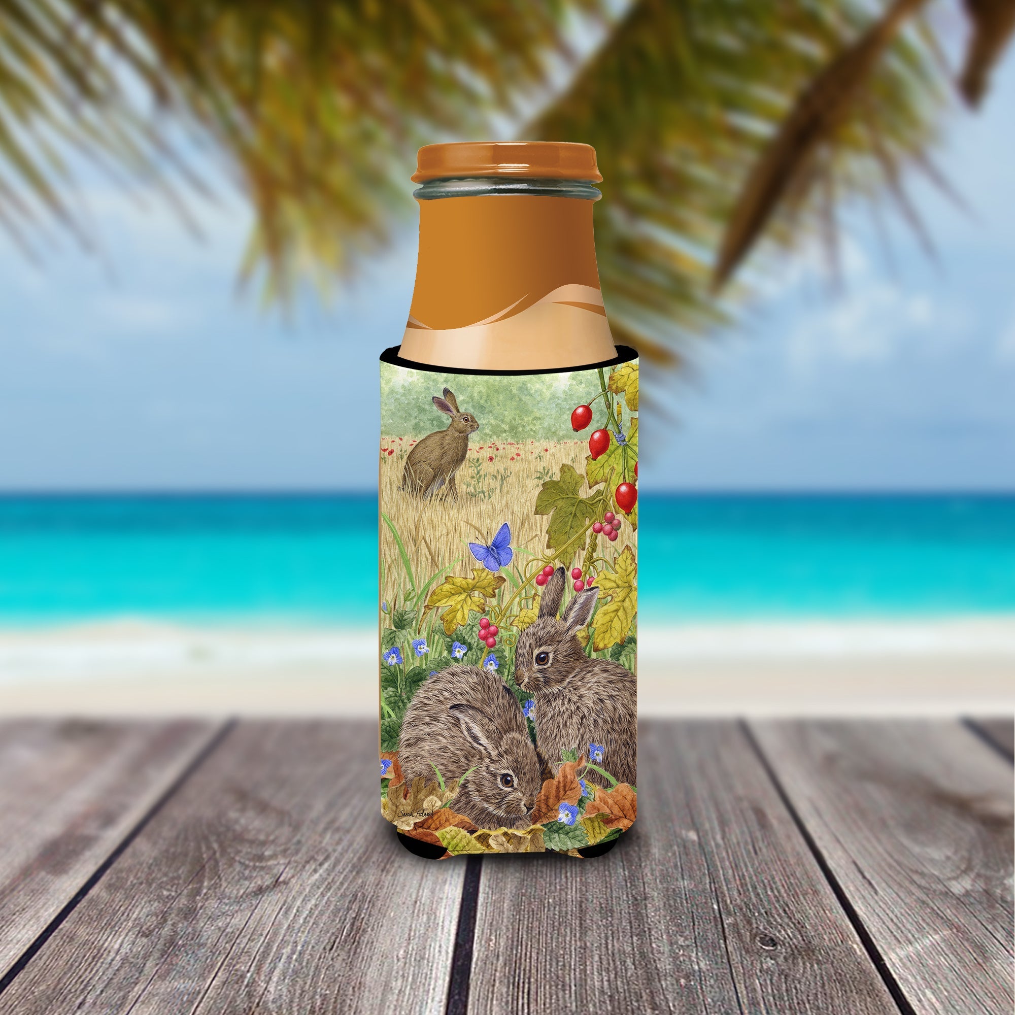 Leverets and Rabbit Slim Can Hugger , Insulated Foam Hugger for 12 oz Slim Cans, Beer Bottles & Water Bottles, Printed in USA