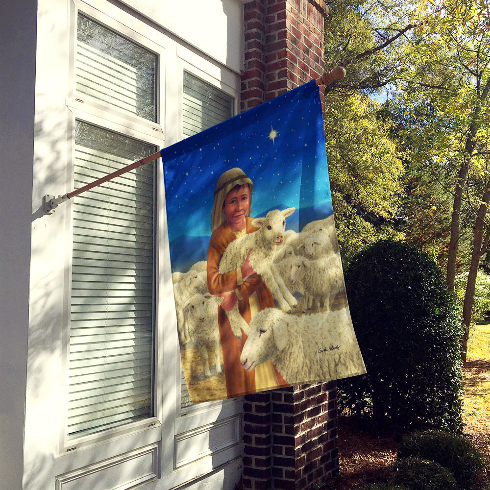 Shepherd and his sheep House Flag 28x40 Porch Sleeve Pole Decorative Outside Yard Banner Artwork Wall Hanging, Polyester