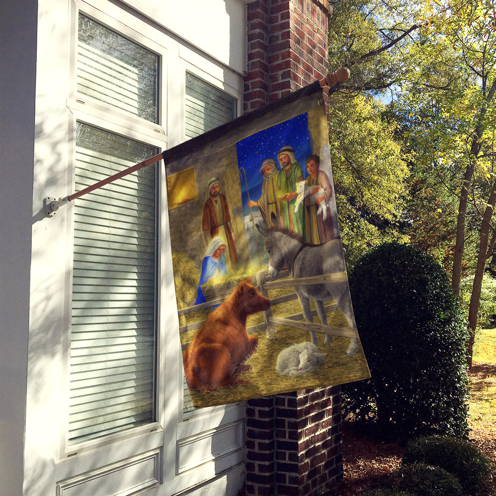 Nativity Scene House Flag 28x40 Porch Sleeve Pole Decorative Outside Yard Banner Artwork Wall Hanging, Polyester
