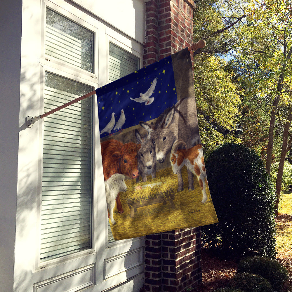 Nativity Scene with just animals House Flag 28x40 Porch Sleeve Pole Decorative Outside Yard Banner Artwork Wall Hanging, Polyester
