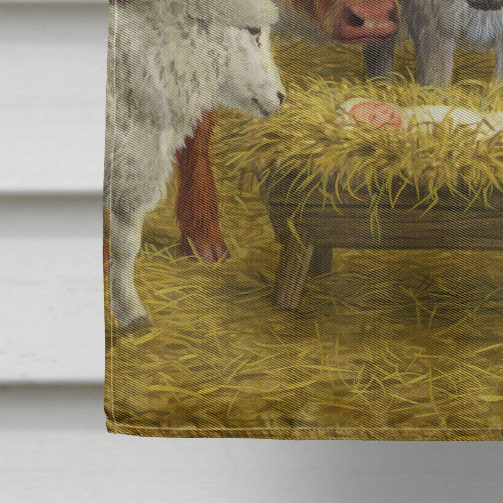Nativity Scene with just animals House Flag 28x40 Porch Sleeve Pole Decorative Outside Yard Banner Artwork Wall Hanging, Polyester