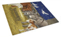 Nativity Scene with just animals Cutting Board Tempered Glass Kitchen Cutting Surface, Heat Resistant Chopping, Non-Slip Feet, Food Prep & Serving