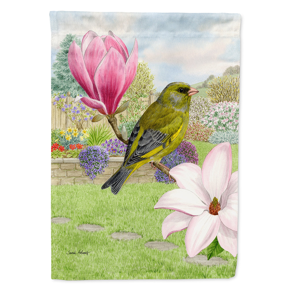 European Greenfinch House Flag 28x40 Porch Sleeve Pole Decorative Outside Yard Banner Artwork Wall Hanging, Polyester