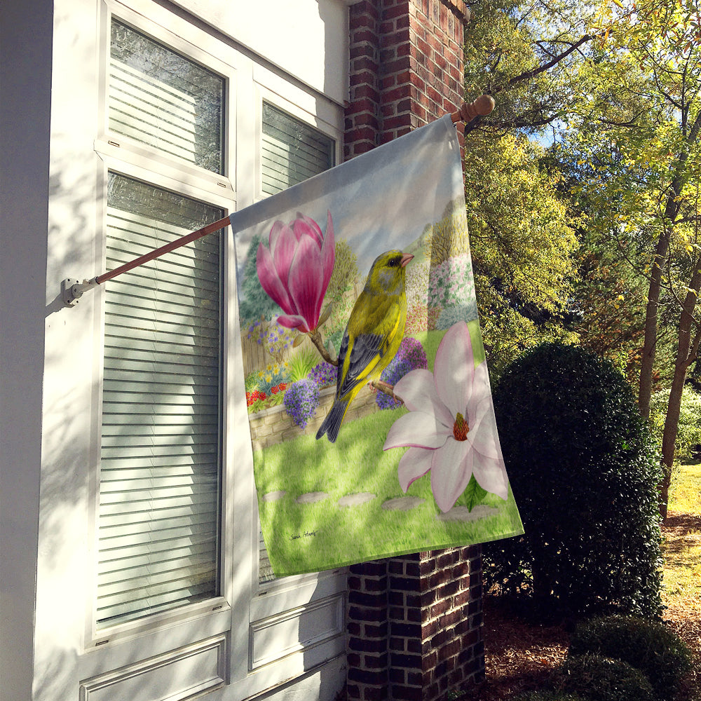 European Greenfinch House Flag 28x40 Porch Sleeve Pole Decorative Outside Yard Banner Artwork Wall Hanging, Polyester