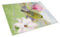 European Greenfinch Cutting Board Tempered Glass Kitchen Cutting Surface, Heat Resistant Chopping, Non-Slip Feet, Food Prep & Serving