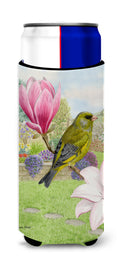 European Greenfinch Slim Can Hugger , Insulated Foam Hugger for 12 oz Slim Cans, Beer Bottles & Water Bottles, Printed in USA