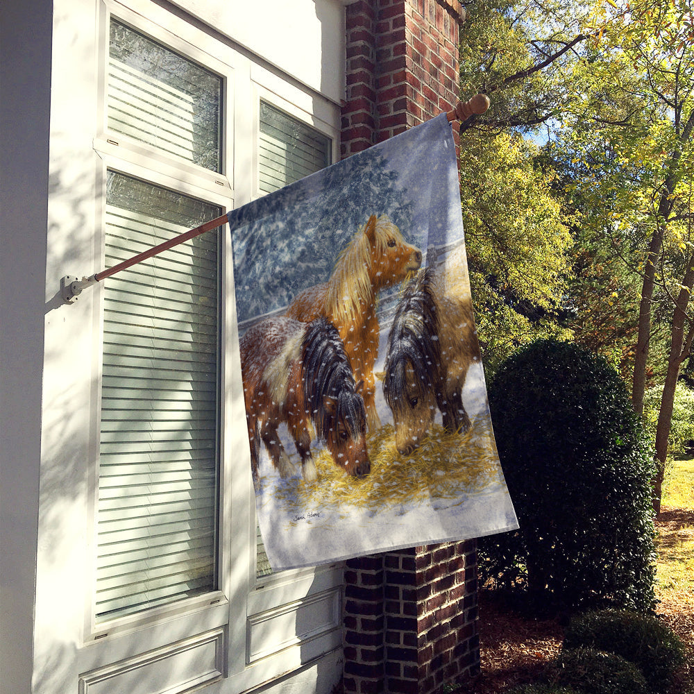 Shetland Ponies House Flag 28x40 Porch Sleeve Pole Decorative Outside Yard Banner Artwork Wall Hanging, Polyester