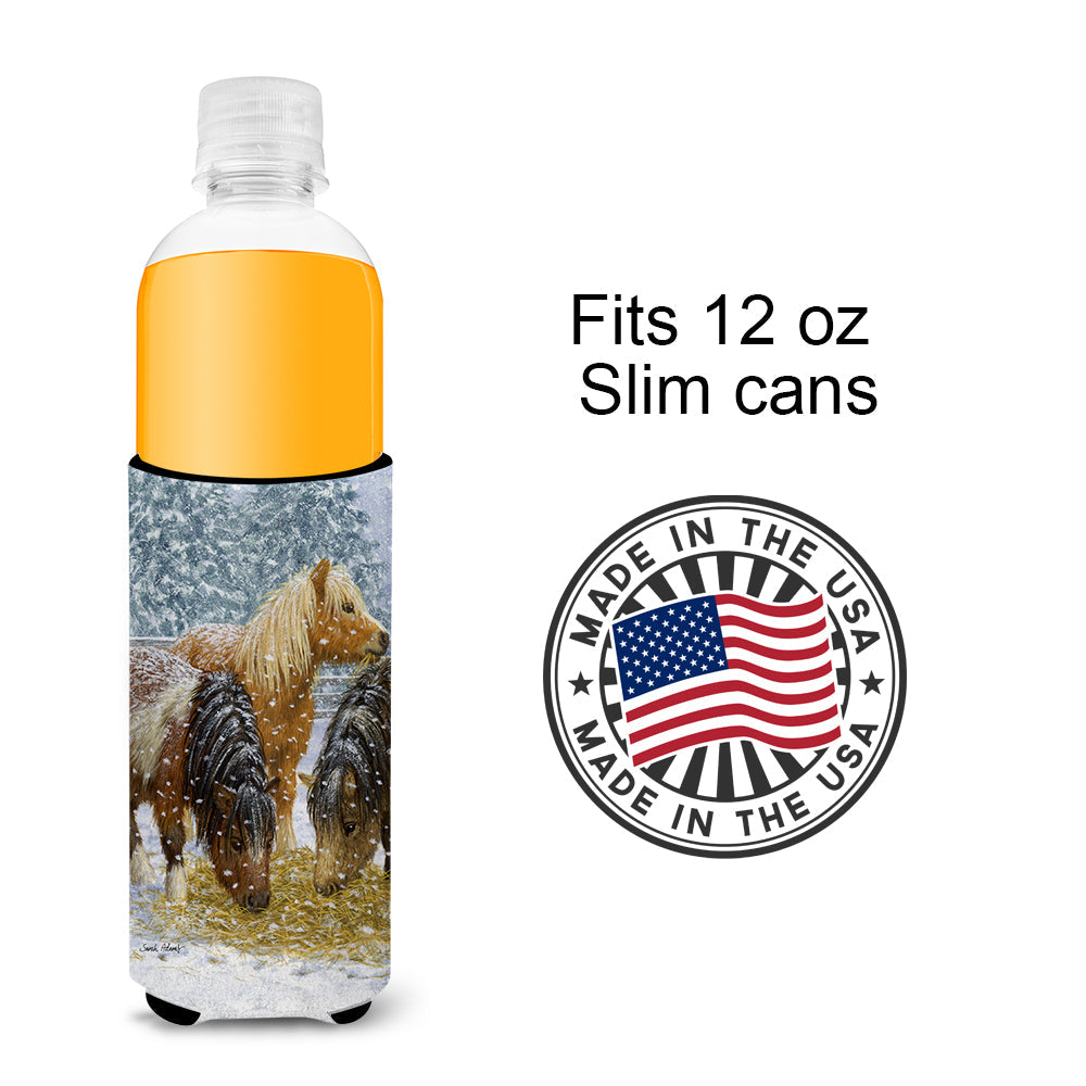 Shetland Ponies Slim Can Hugger , Insulated Foam Hugger for 12 oz Slim Cans, Beer Bottles & Water Bottles, Printed in USA